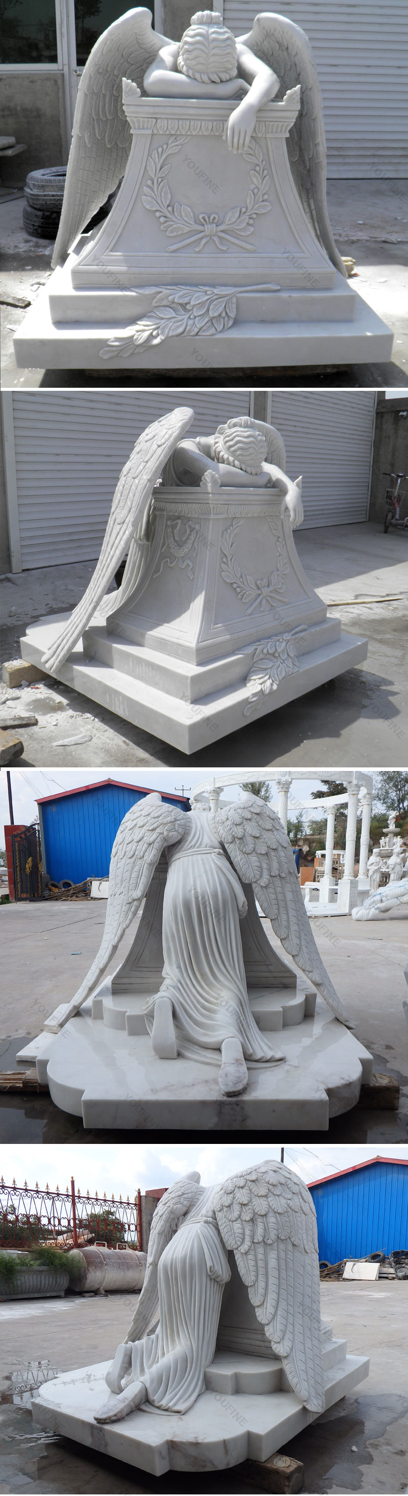 Natural Marble Hand Carved antique marble cemetery statue crying angel headstone price