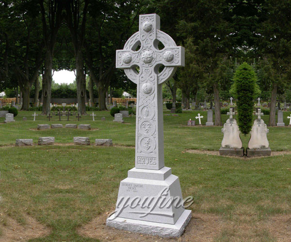 2017 New Designs Hand Carved white marble cross headstone