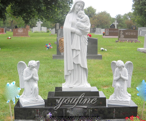 Cemetery headstone with Virgin Mary and little angel statue price