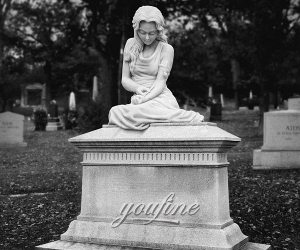 Cheap headstone with girl statue for grave decoration for sale