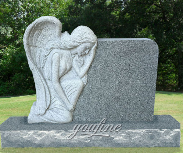 Detailed Stone Carving Headstone Weeping Angel Monument for Sale