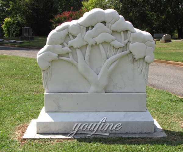 Discount headstone with hand carved tree relief grave decoration for sale