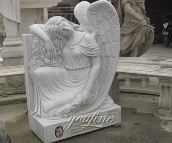 Factory price white marble angles gravestone quotes