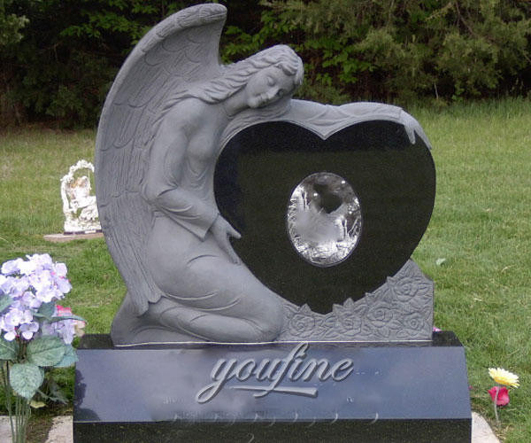 Granite angel heart tombstone design for sale