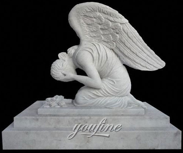 Hot Sale Classic Modern White Marble Carving Weeping Angel Tombstone