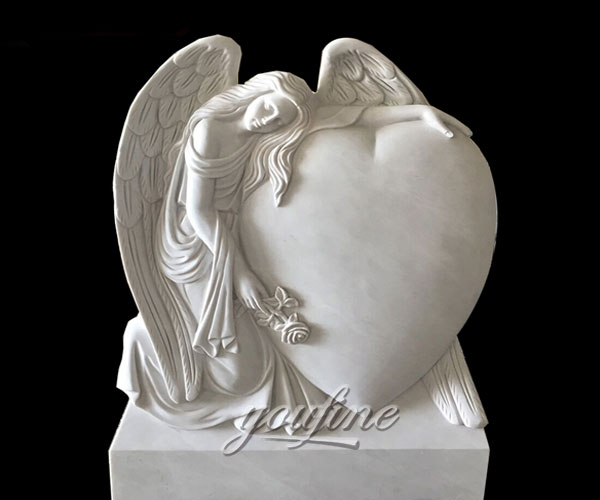 Natural Marble Angel Heart Headstone Monument Tombstone Design