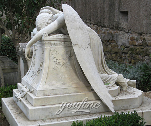 Natural Marble Hand Carved antique marble cermetery statue crying angel headstone price