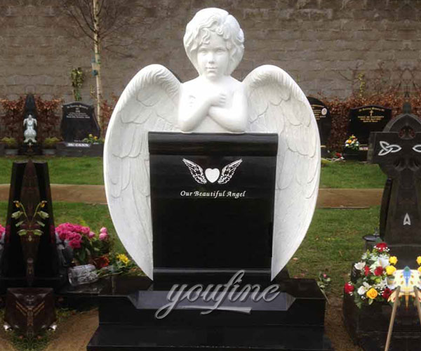 Natural granite Garden baby angel Sculpture Tombstone cemetery markers