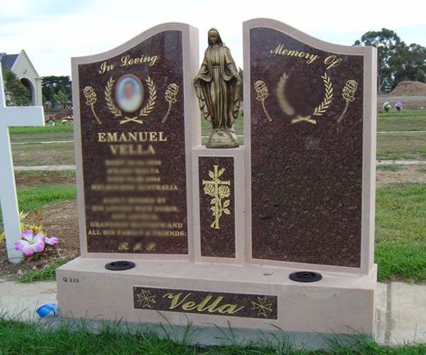 Religious granite cemetery monuments with Mary statue for grave decoraton