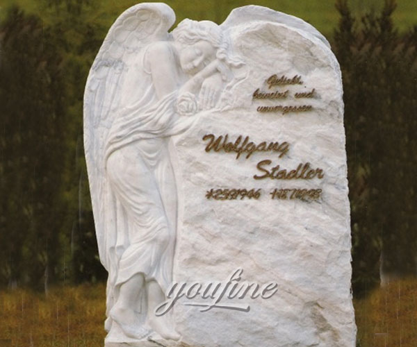 White marble and weeping angel tombstone design to buy