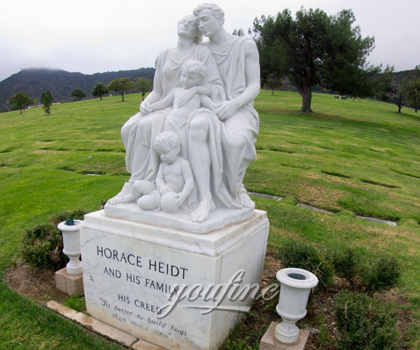 White marble parents and children statue grave decoration to buy