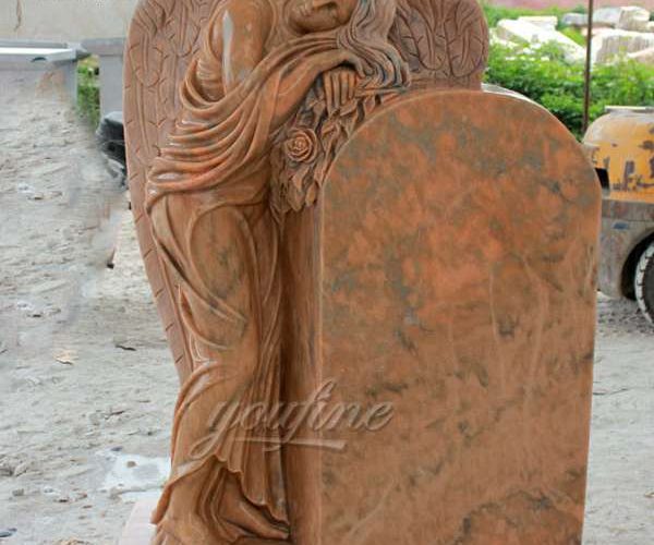 Carving Natural Marble Angel Headstone Design for Sale MOKK-63