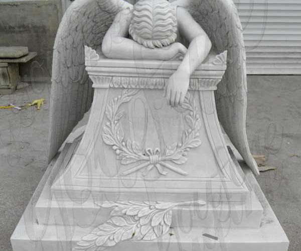 Hand Carved Weeping Marble Angel Headstone Monument Supplier MOKK-112