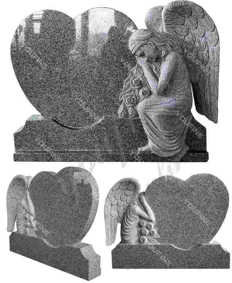 Sleeping Angel Heart Tombstone Sculpture
