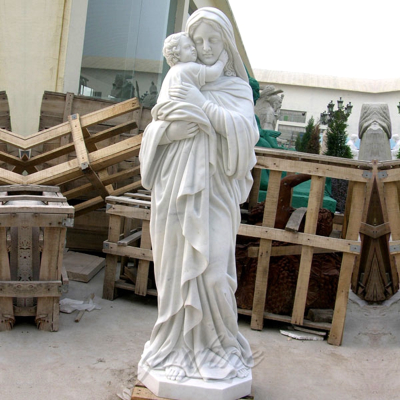 mary with jesus marble statue for garden