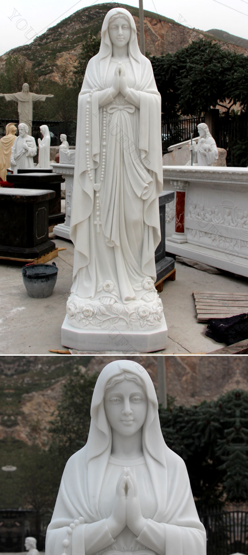 outdoor our lady of Lourdes marble statueoutdoor our lady of Lourdes marble statue