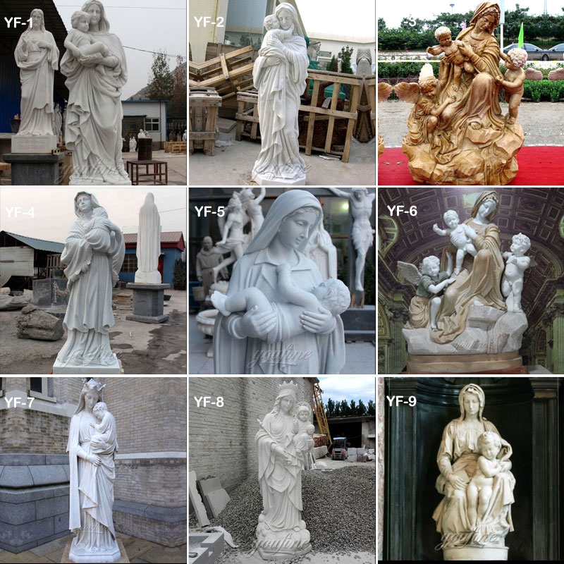 virgin Mary with jesus marble statue outdoor