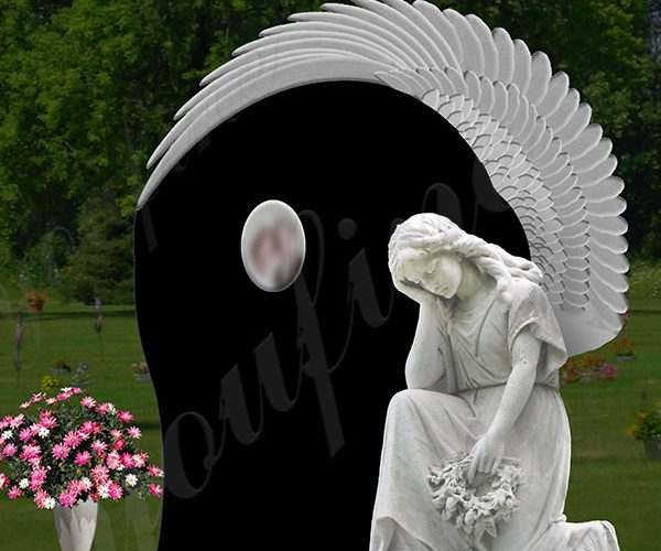 Guaranteed Granite Headstone Engraved Marble Angle Statue Supplier MOKK-561