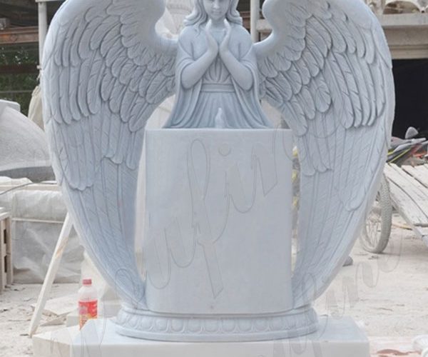 High-quality White Marble Crying Angel Stone Gravestone with Competitive Price MOKK-569