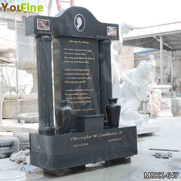 Black Granite Upright Headstone