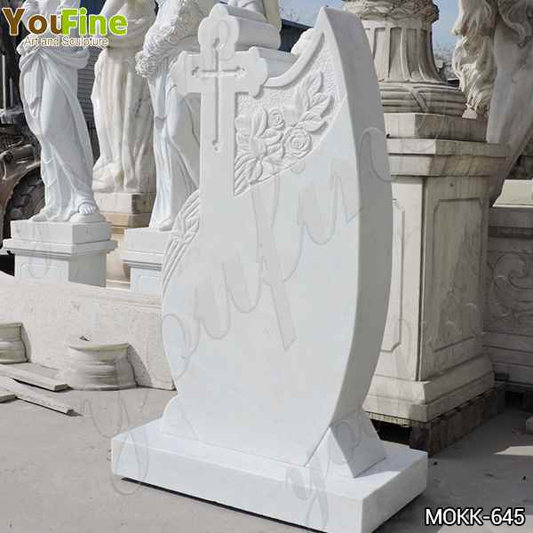 White Marble Cross Tombstone