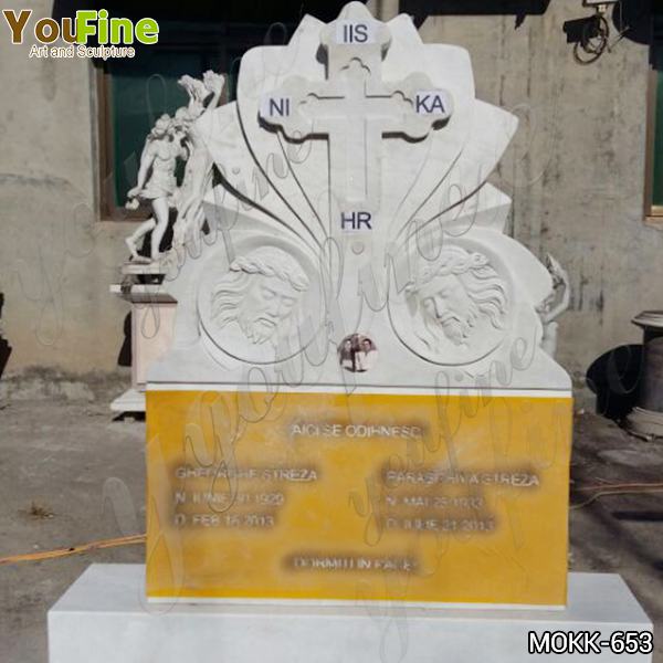 Hand Carved Customized Religious Cross Marble Headstone from Factory Supply MOKK-653