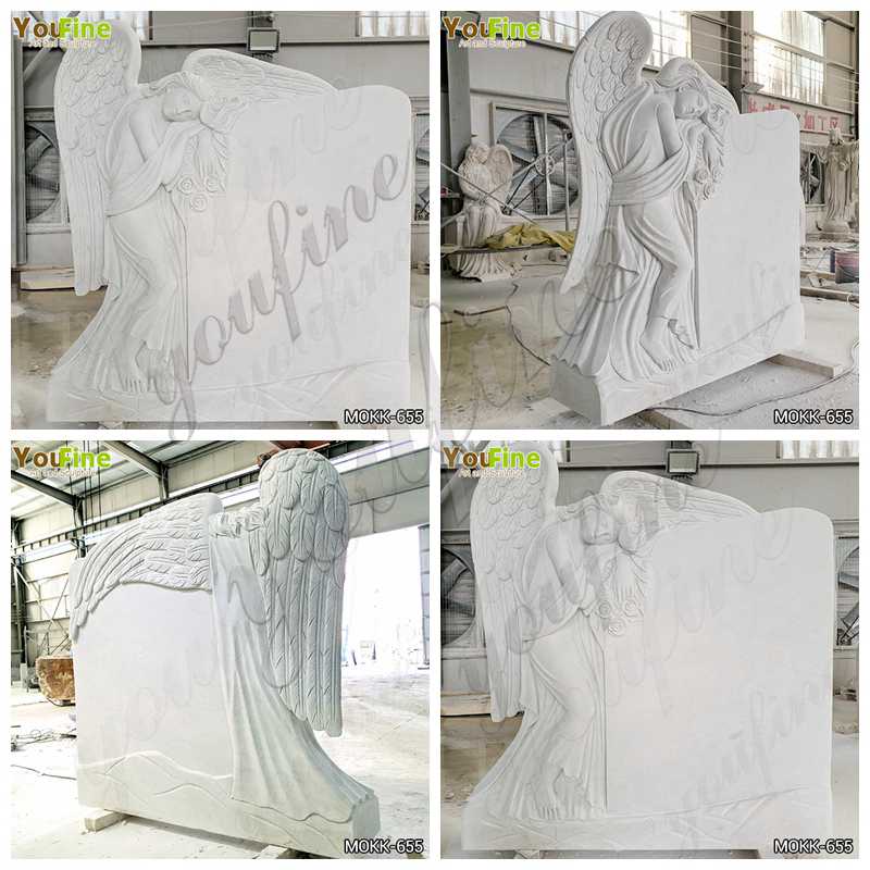 White Marble Angel Headstone