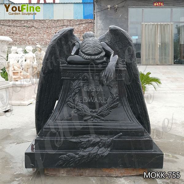 Best Priced Hand Craved Granite Weeping Angel Headstone Sculpture for Memorial MOKK-755