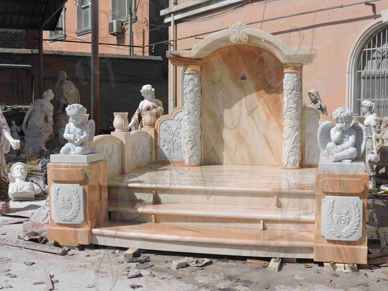 High Polished Marble Headstone with Angel Statue for Grave