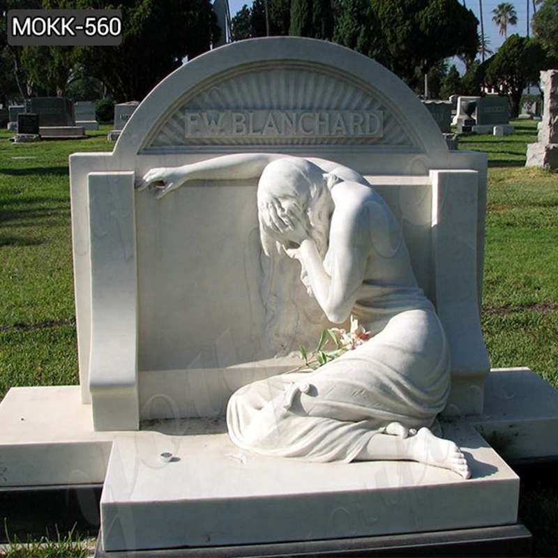 Natural Marble Crying Angel Tombstone China Factory MOKK-560