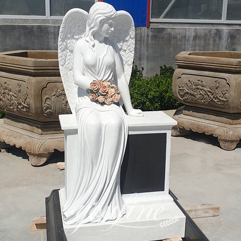 single headstone with angel-YouFine Sculpture