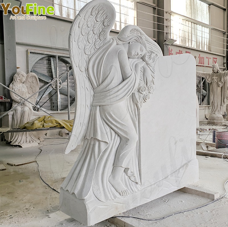 white marble Angel Headstone Introduction