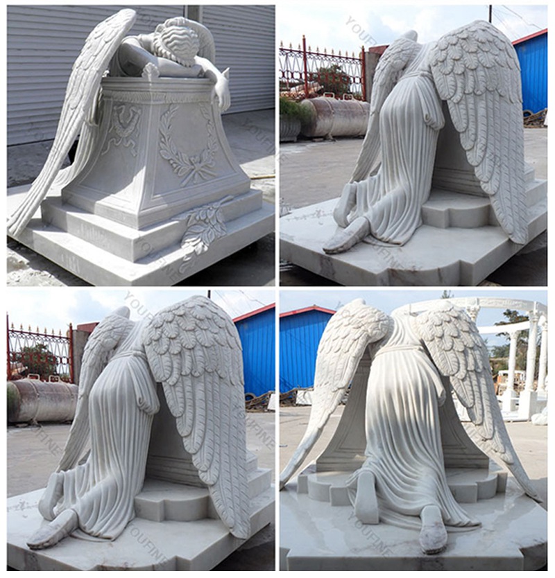 White Marble Angel Headstone Details