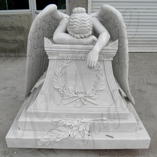 White Marble Weeping Angel Monument Headstone on Sale