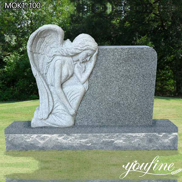 Hand-carved Grieving Angel Headstone Grave Monument