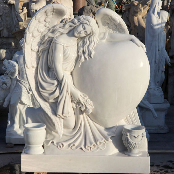 Customized Hand-Carved Marble Angel Headstone for Sale