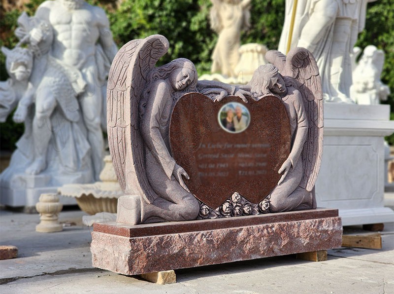 Pink Granite Double Angel Headstone Introduction