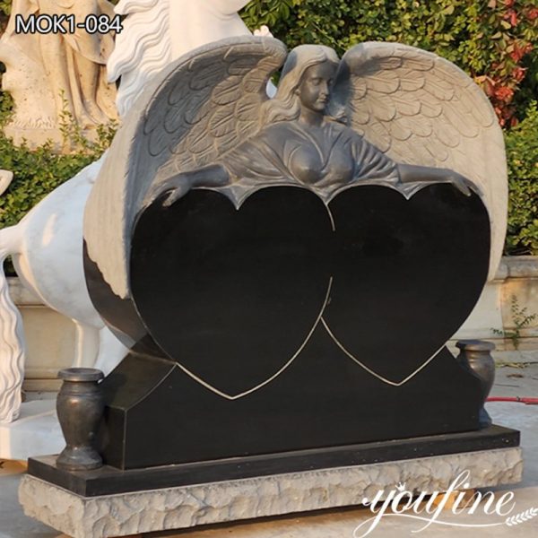 High-quality Customized Black Marble Angel Headstone Manufacturer