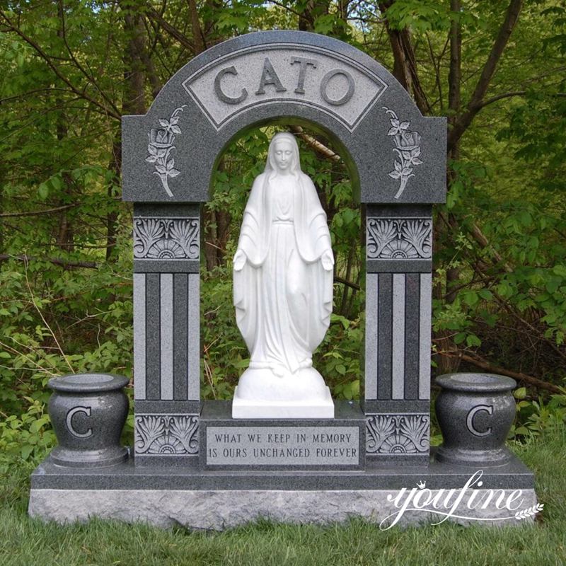 Marble Mary Statue Headstone