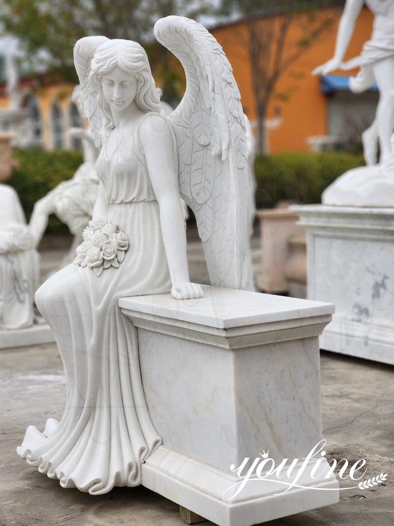 beautiful marble angel headstones side photo