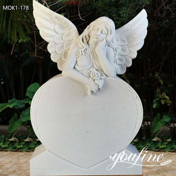 marble heart headstone with angel