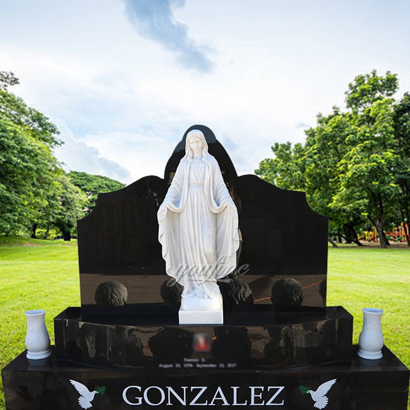 marble virgin mary headstone