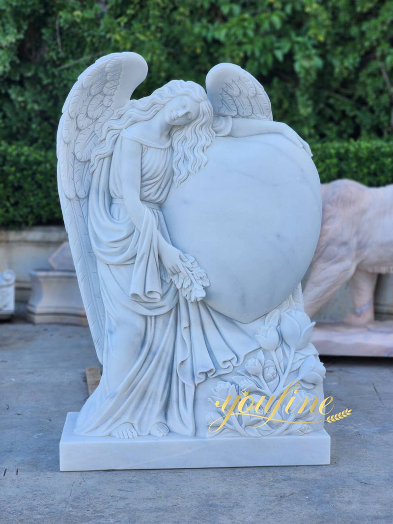 white marble angel headstone