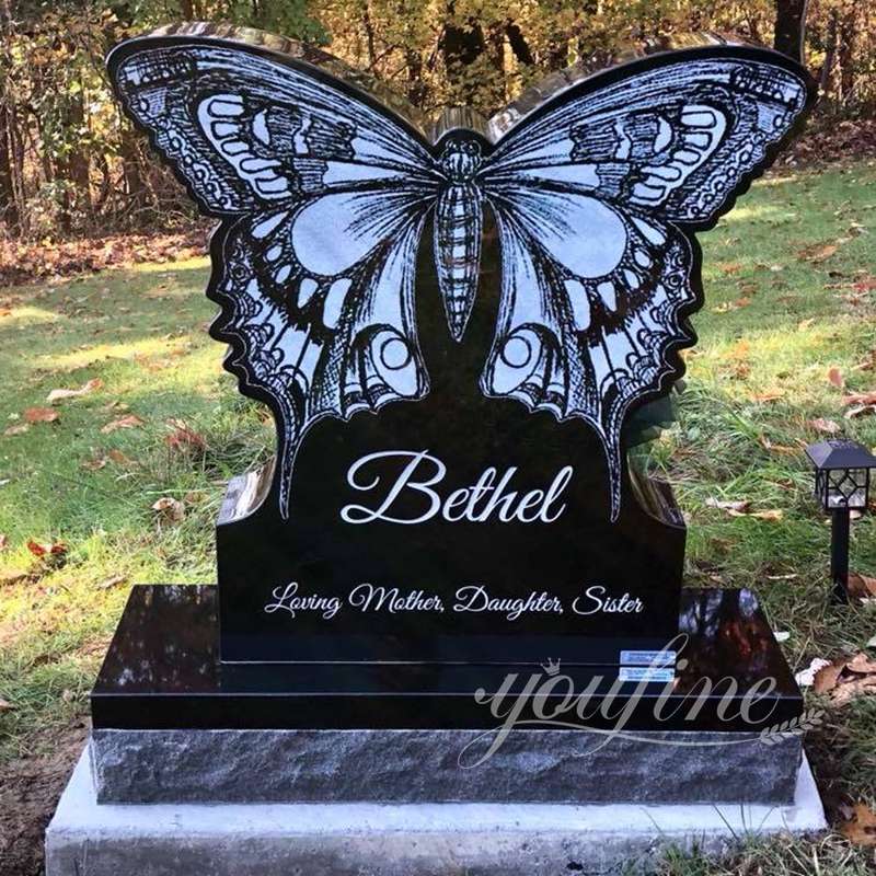 Hand Carved Beautiful Marble Butterfly Headstones for Graves (2)